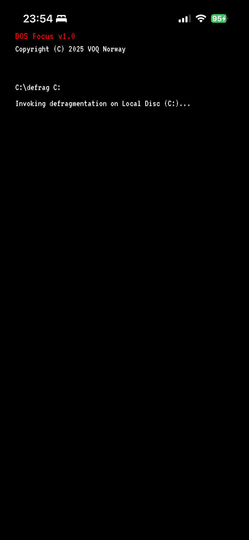 DOS Focus loading defrag process